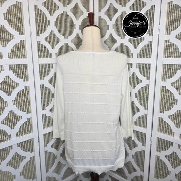 Croft and Barrow White Scoop Neck 3/4 Sleeve Sweater Size Large - Picture 7 of 10